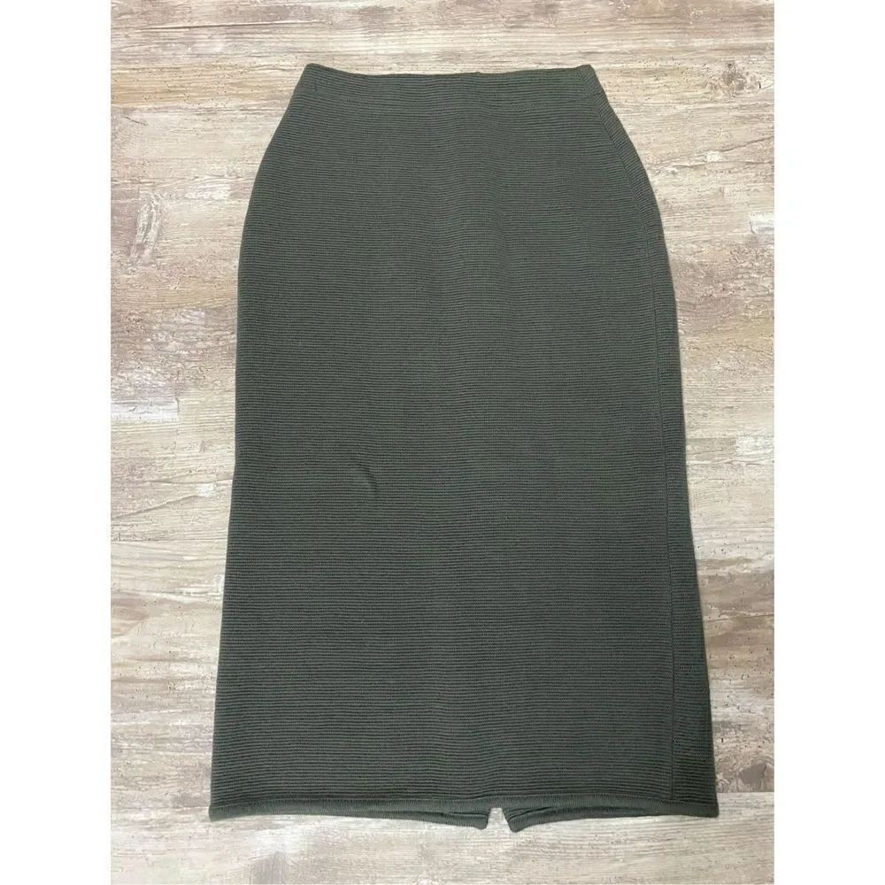 Unanyme Georges de Rech Pencil Skirt Snaps Green Italy Sz 38 Women’s US Sz Small